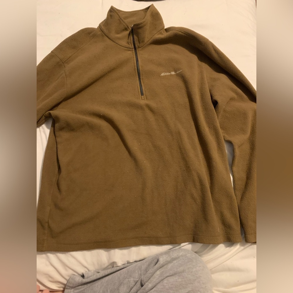 brown eddie bauer quarter zip, size L